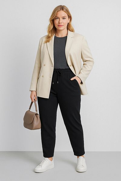 Stil Diva Pantaloni de sport cu picior tub cu talie elastică și buzunare cu șnur 142694