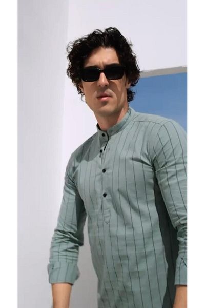 jack carisma Ανδρικό πουκάμισο ανοιχτό πράσινο Slim Fit - Μισόπατι, γιακάς Judge, ελαστικό βαμβάκι