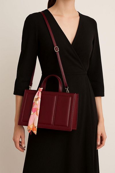 ESTUTE Women's Stylish Hand and Shoulder Bag – Scarf Detail