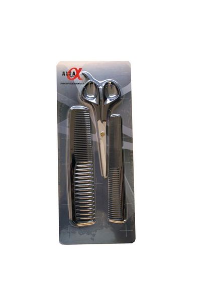 Alfa Set15 5-Piece Barber Set Scissors + Penuar + Nape Brush + 2 Combs