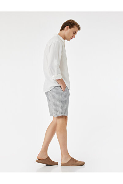 Koton Бермуди з бавовняно-льоняної суміші з кишенями та зав'язкою на талії