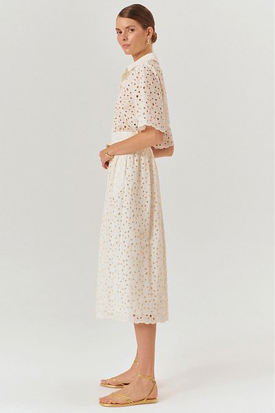 Exquise Fisko Patterned Cotton Midi Length Regular Skirt