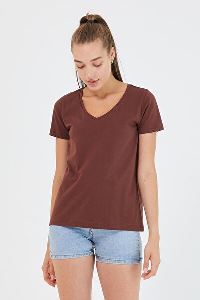 Polo State Tricou de damă, 100% bumbac, cu decolteu în V, cu potrivire normal...