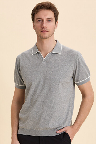SMILE Barcelo Gray Melange Polo Knitwear