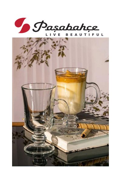Paşabahçe كوب لاتيه أبيض بمقبض من Irısh - قطعتين Pp55141 Sb129