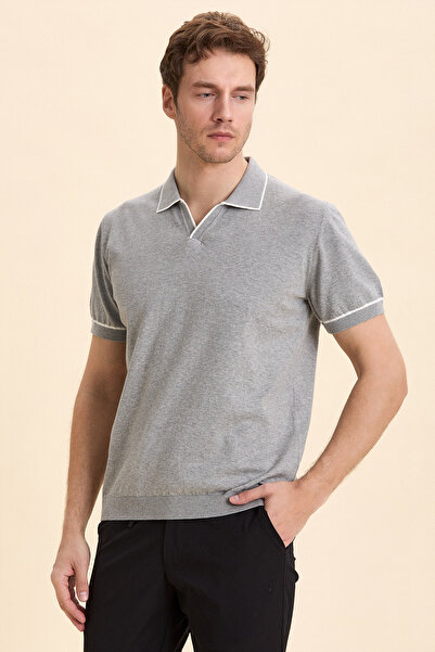 SMILE Barcelo Gray Melange Polo Knitwear