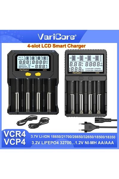 liitokala 1 Varicore Vcp4 Vcr4 Lcd Smart Charger 18650/21700/26650 Li-ion 3.7v Lifepo4 3.2v Nimh/cd 1.2v Aa A.