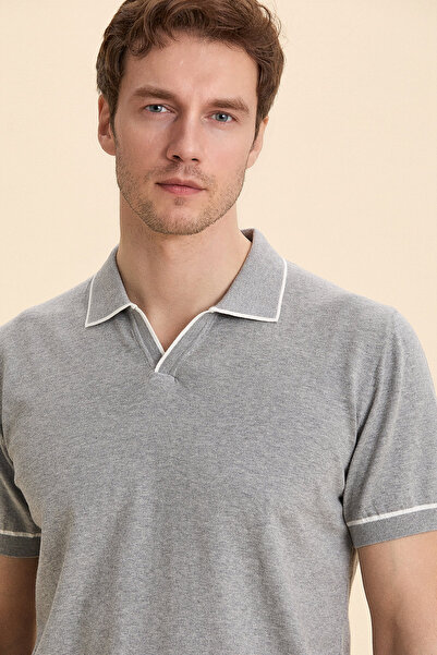 SMILE Barcelo Gray Melange Polo Knitwear