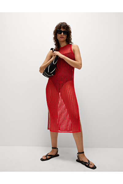 Marks & Spencer Dokulu Midi Örme Elbise