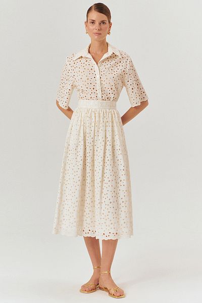 Exquise Fisko Patterned Cotton Midi Length Regular Skirt