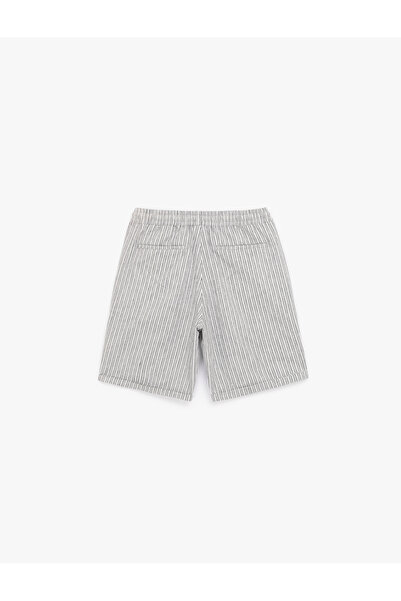 Koton Cotton Linen Blend Pocket Detail Lace-Up Waist Bermuda Shorts