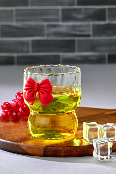 Espas Home Bow Patterned Pinterest Glass Cup - 200 ml