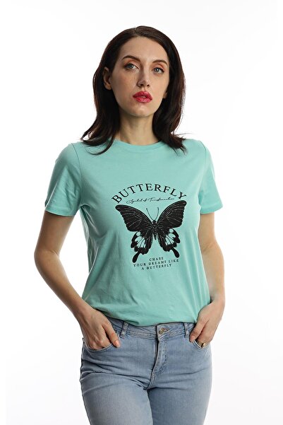 Polo State Ženska majica sa leptir uzorkom Štampano okrugla kragna standardno...