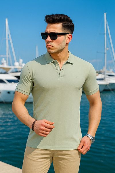 Pobudo Light Khaki Color Polo Collar Men's T-Shirt