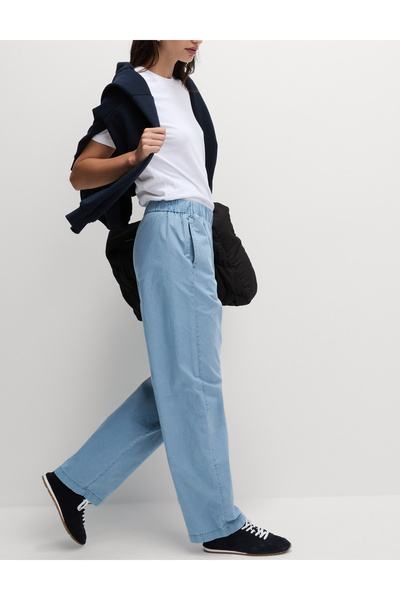 Marks & Spencer Saf Pamuk Poplin Straight Leg Pantolon