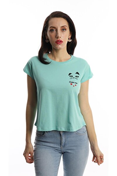 Polo State Ženska okrugla kragna Game Over mačka Štampano obična majica kratk...