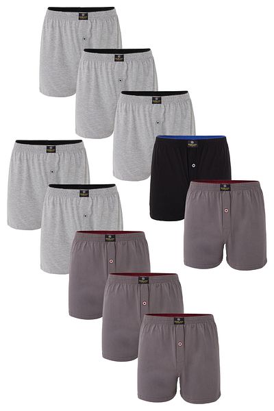 don joy Men's 10-Piece Cotton Combed Cotton Buttoned Boxers with Elastic Waist