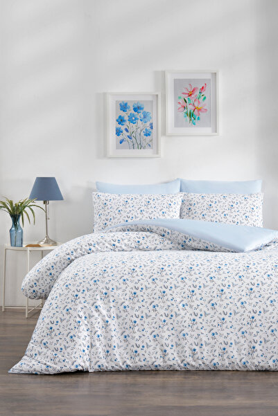 Sheri Home Yeni 100% Yıkanmış Pamuk Çift Kişilik Nevresim Takımı Kırçiçekmode...