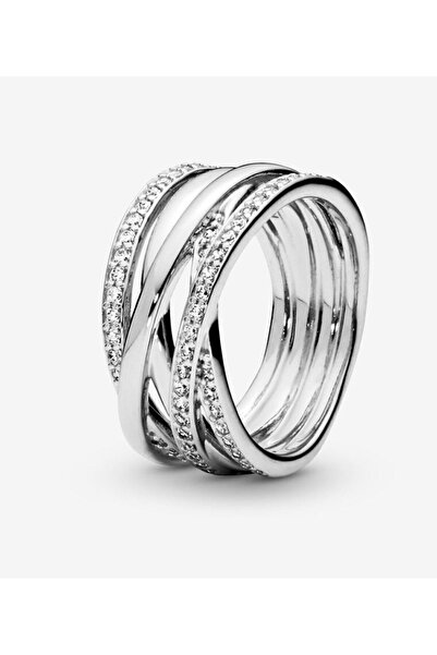 POSEİDONS JEWELLERY S925 Ayar Gümüş Zirkon Taşlı Sarmaş Dolaş Tarz Bant Yüzük