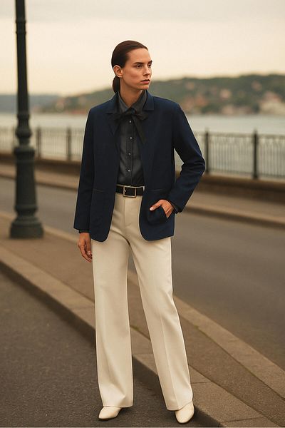 Touché Privé Gabardine Jacket with Tie Collar