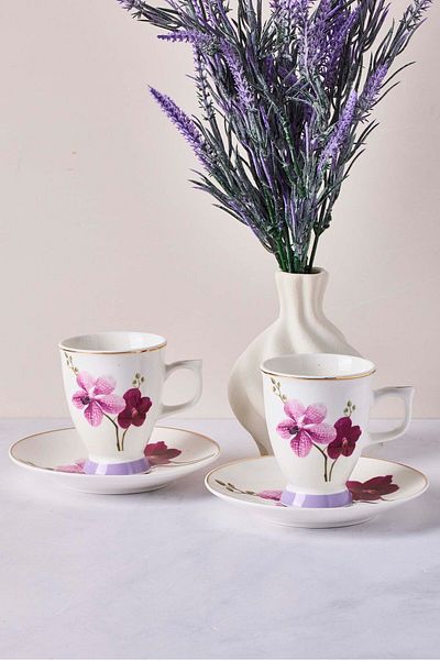 Perotti Bougainvillea 4-Piece Porcelain Coffee Set for 2