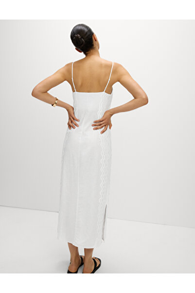 Marks & Spencer Keten Karışımlı Midi Düz Elbise