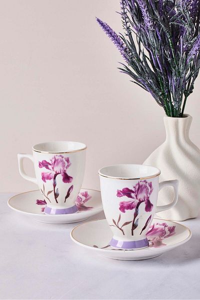 Perotti Bougainvillea 4-Piece Porcelain Coffee Set for 2