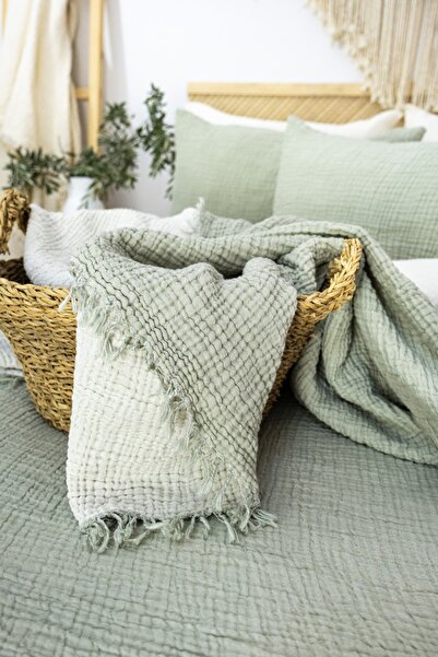Tasarım Hb&Victory Muslin Single 4 Layer Green Color Bedspread 160X230 Cm.