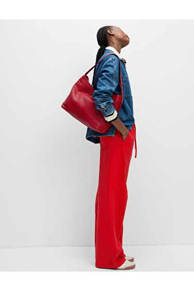 Marks & Spencer Denim Büzgülü Wide Leg Pantolon