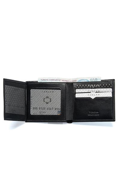 Tergan Black Genuine Leather Men's Wallet - S1Ce 00001228 -B06