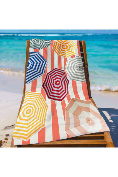 Piloji منشفة شاطئ ملونة ريترو 75x150 - منشفة شاطئ ناعمة الملمس سريعة الجفاف