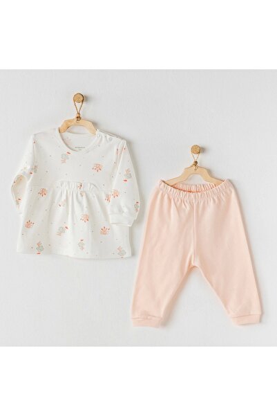 andywawa AC24344 Hiding Rabbits 2-Piece Baby Set Ecru Salmon