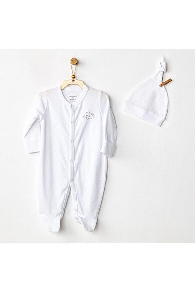 andywawa Ac24708 Jacquard Baby Jumpsuit White