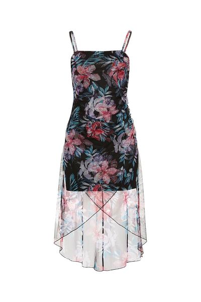 MAMAYAGA Women's Strap Asymmetrical Skirt Floral Pattern Gathered Waist Summer Stylish Design Dress