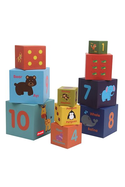 Tanny Rossie Tower Game 10 Nested Educational Cubes 95 cm