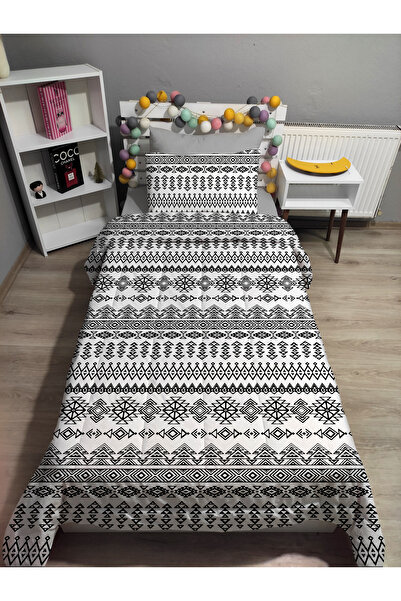yok yok evim eve dair her şey KAPİTONE Siyah ETNİK 4Parça(%100PAMUK 120X200 lastikli çarşaflı) Tek kişilik yatak örtüsü takımı