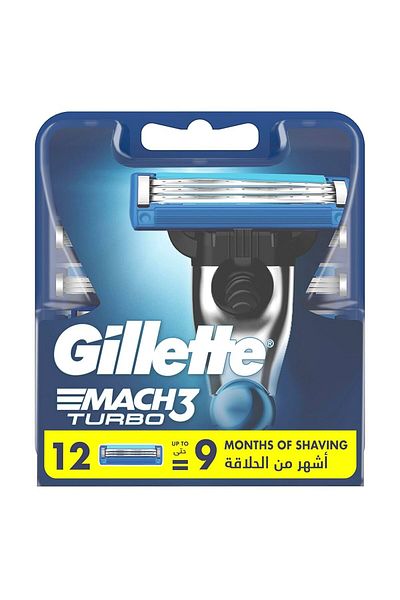 Gillette Mach 3 Turbo 12 Pack Replacement Razor