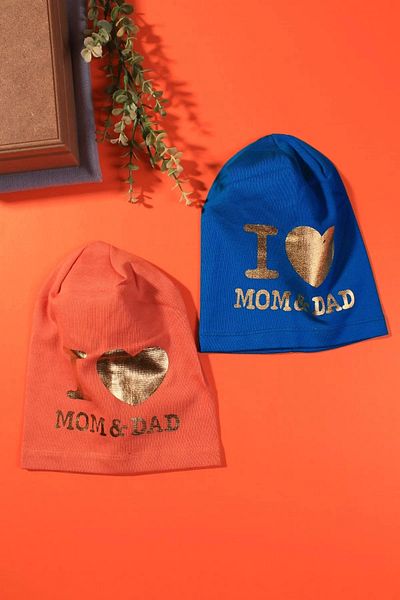 Albimama Mom Dad 2-4 Years Old Boy Hat 2 Pack Mixed Color