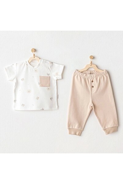 andywawa Ac25848 مجموعة أطفال Happy Animals مكونة من قطعتين باللون البيج