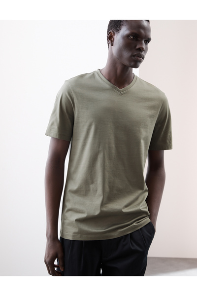 Marks & Spencer Yumuşak Dokulu V Yaka T-Shirt