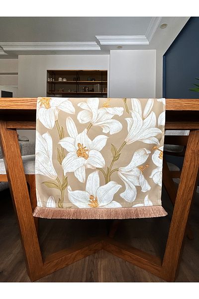 Alseko Concept Brown Tassel, Flowers Pattern 40X140Cm Runner