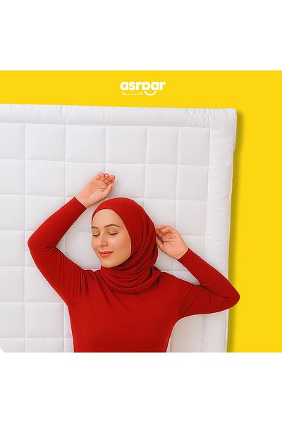 Asraar غطاء مرتبة من الألياف الدقيقة بارتفاع 8 سم مع حشوة ناعمة من الألياف الدقيقة