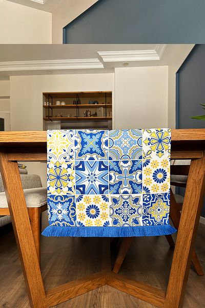 Alseko Concept Saks Tasseled, Tile Pattern 40X140Cm Runner