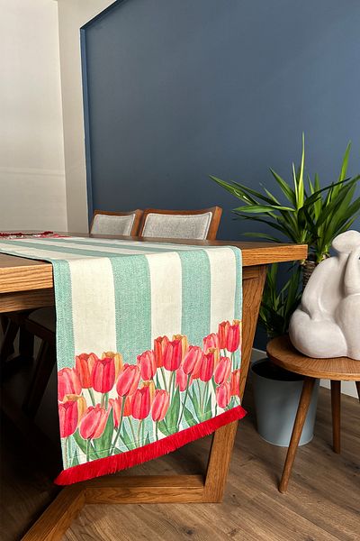 Alseko Concept Red Tassel, Tulip Pattern 40X140Cm Runner