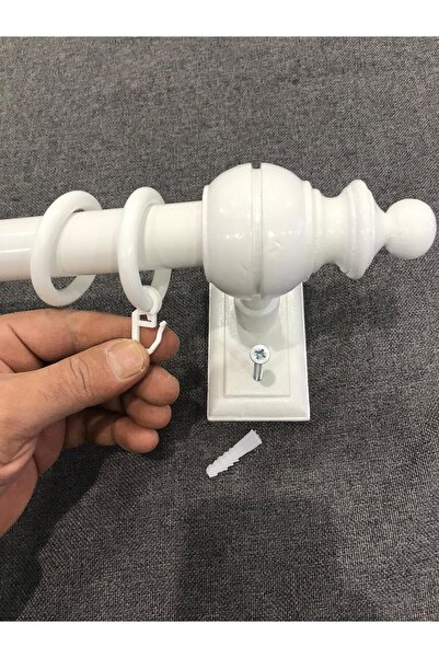 özdeğer home 170 CM BEYAZ RAYSIZ RUSTİK PERDE ASKISI HALKALI KORNİŞ PERDE TUTUCU