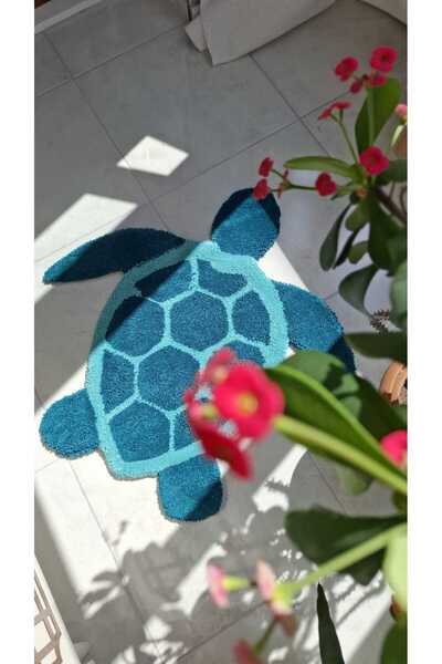 Home Punch Tufting Kaplumbağa Model Tufting Paspas (ÇOCUK ODASI - BALKON - KAPI ÖNÜ - BANYO PASPASI)