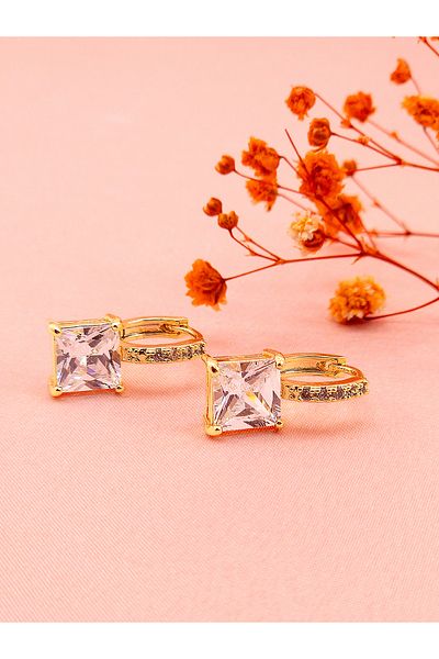 luree accessories Cut stone steel earrings