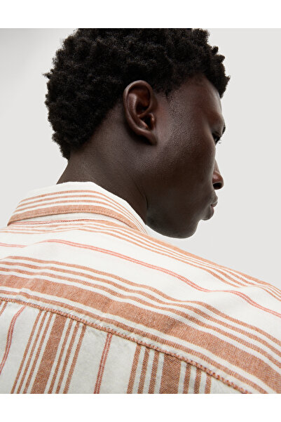 Marks & Spencer Kolay Ütülenebilir Saf Pamuklu Çizgili Gömlek