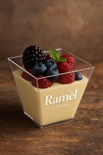 ATG4X4 Ramel store Plastik prizma tatlı kasesi kübik mika magnolya kasesi şeffaf kapaksız 50 adet