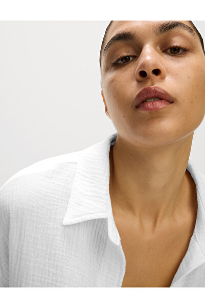 Marks & Spencer Saf Pamuklu Plaj Gömleği